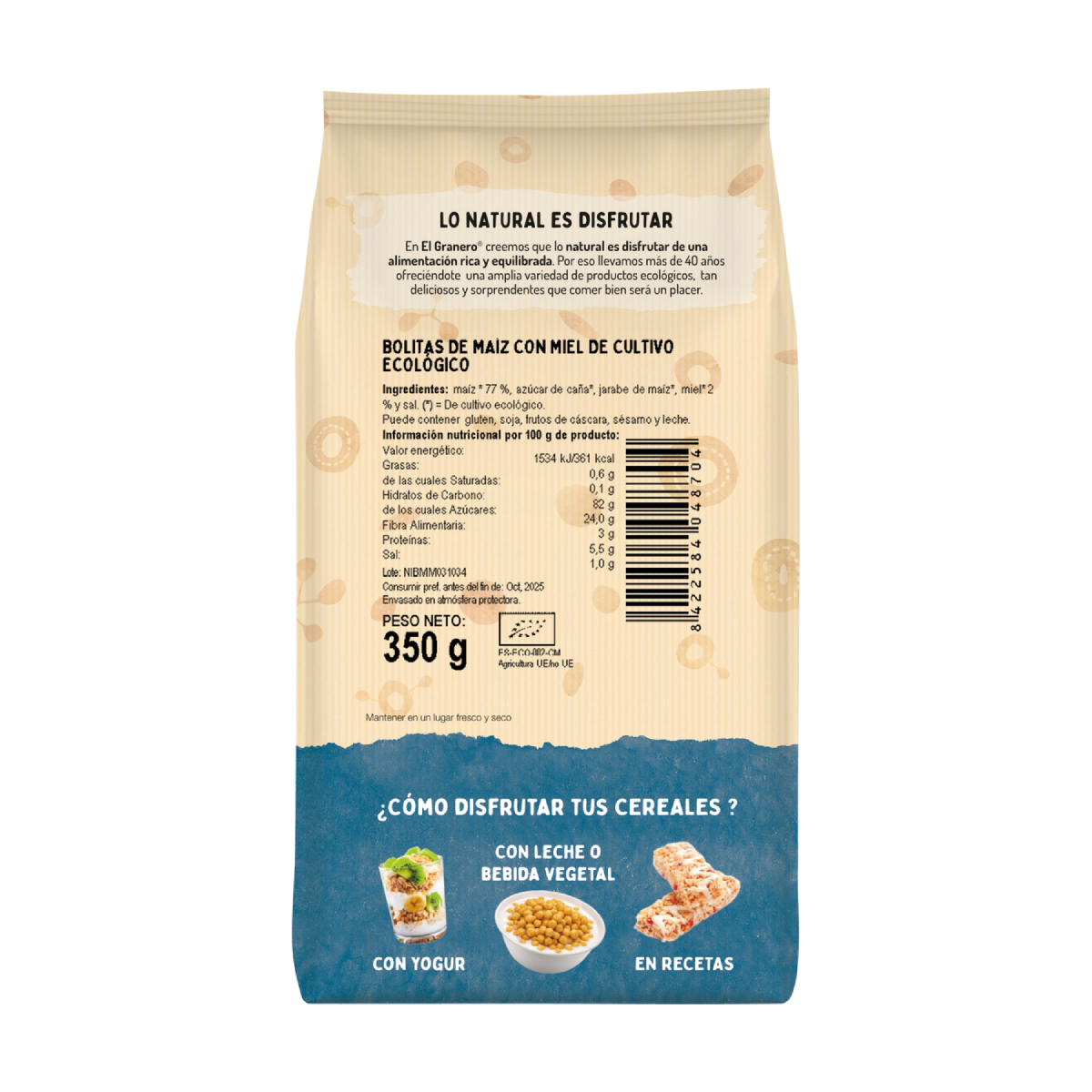 Kulki kukurydziane z miodem Bio El Granero 350 g
