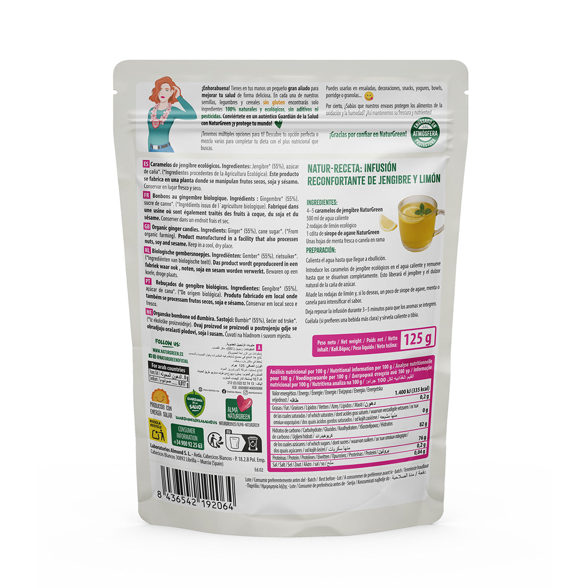 Cukierki imbirowe Naturgreen, 125 g