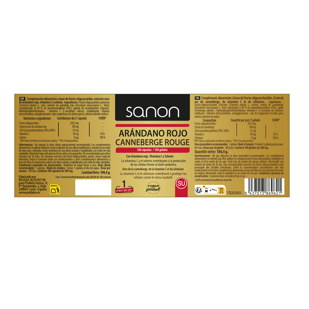 Amerykańska żurawina 180 tabletek SANON 650 mg