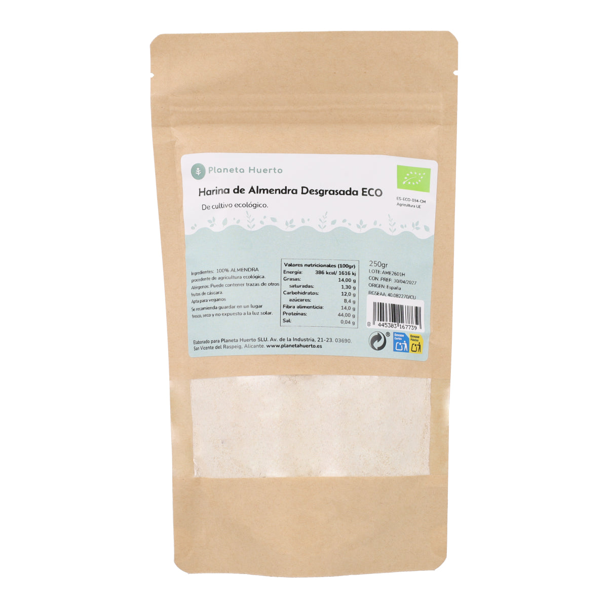 Odtłuszczona mąka migdałowa (białko migdałowe) ECO Planeta Huerto 250 g
