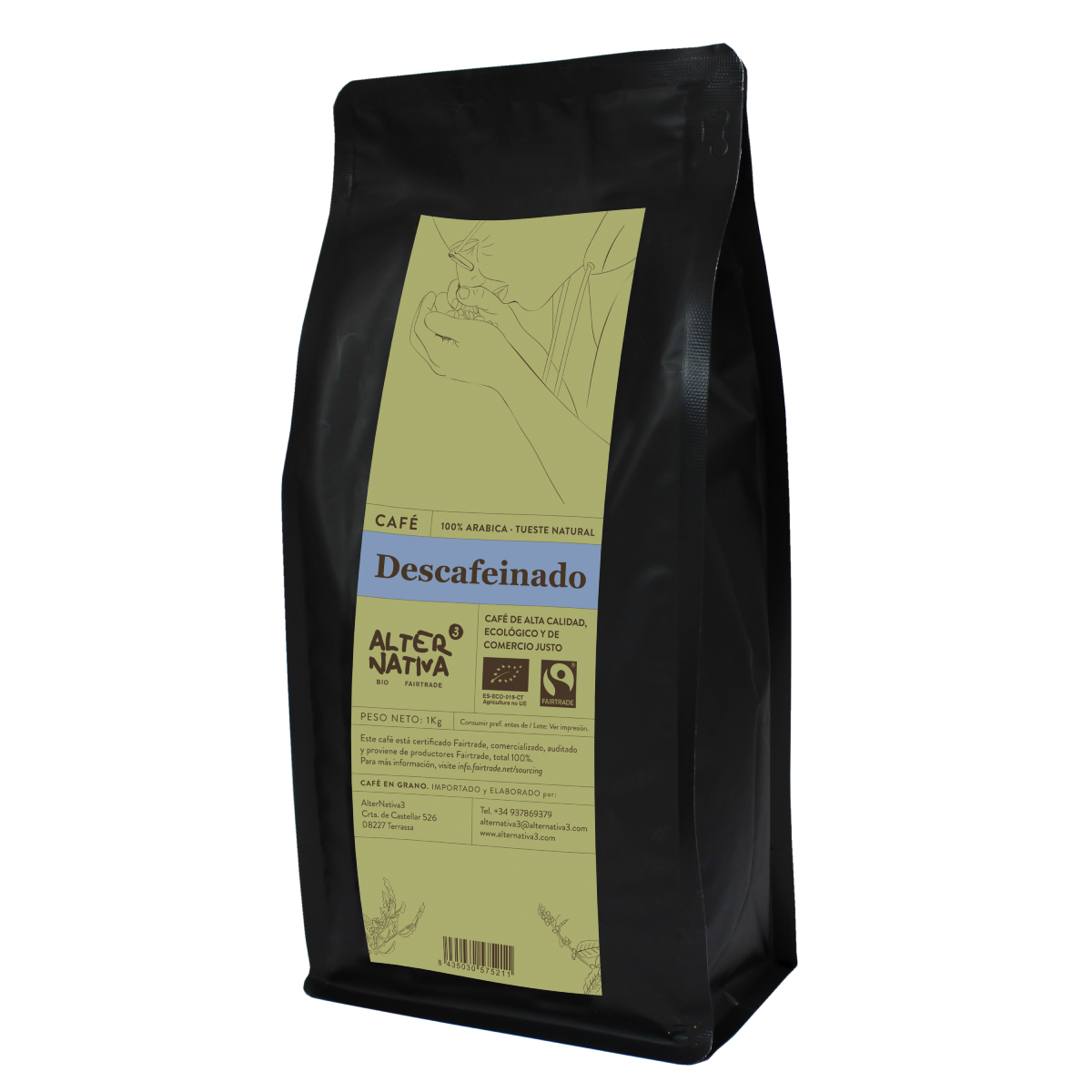 Kawa bezkofeinowa w ziarnach BIO Alternativa3 1 kg
