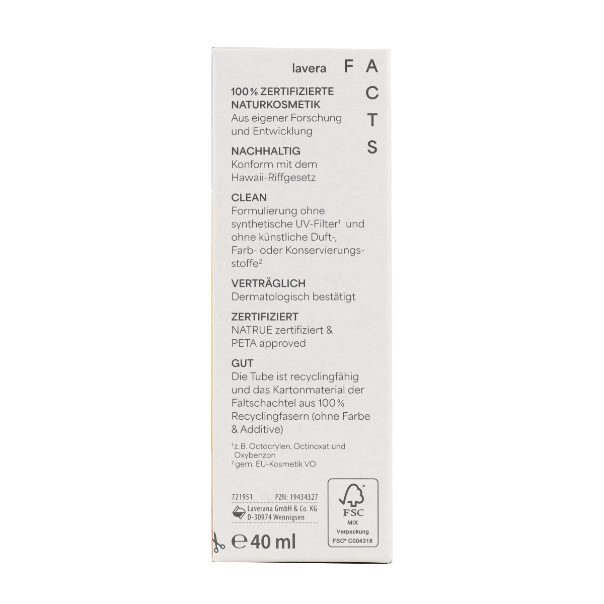 Fluid przeciwsłoneczny do twarzy SPF50 Lavera 40 ml