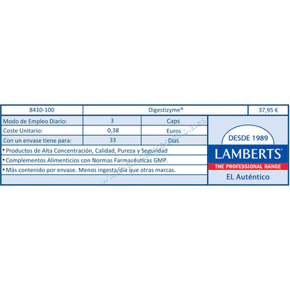 Pack 2x Digestizyme Enzimas Digestivas, Lamberts, 100 cápsulas