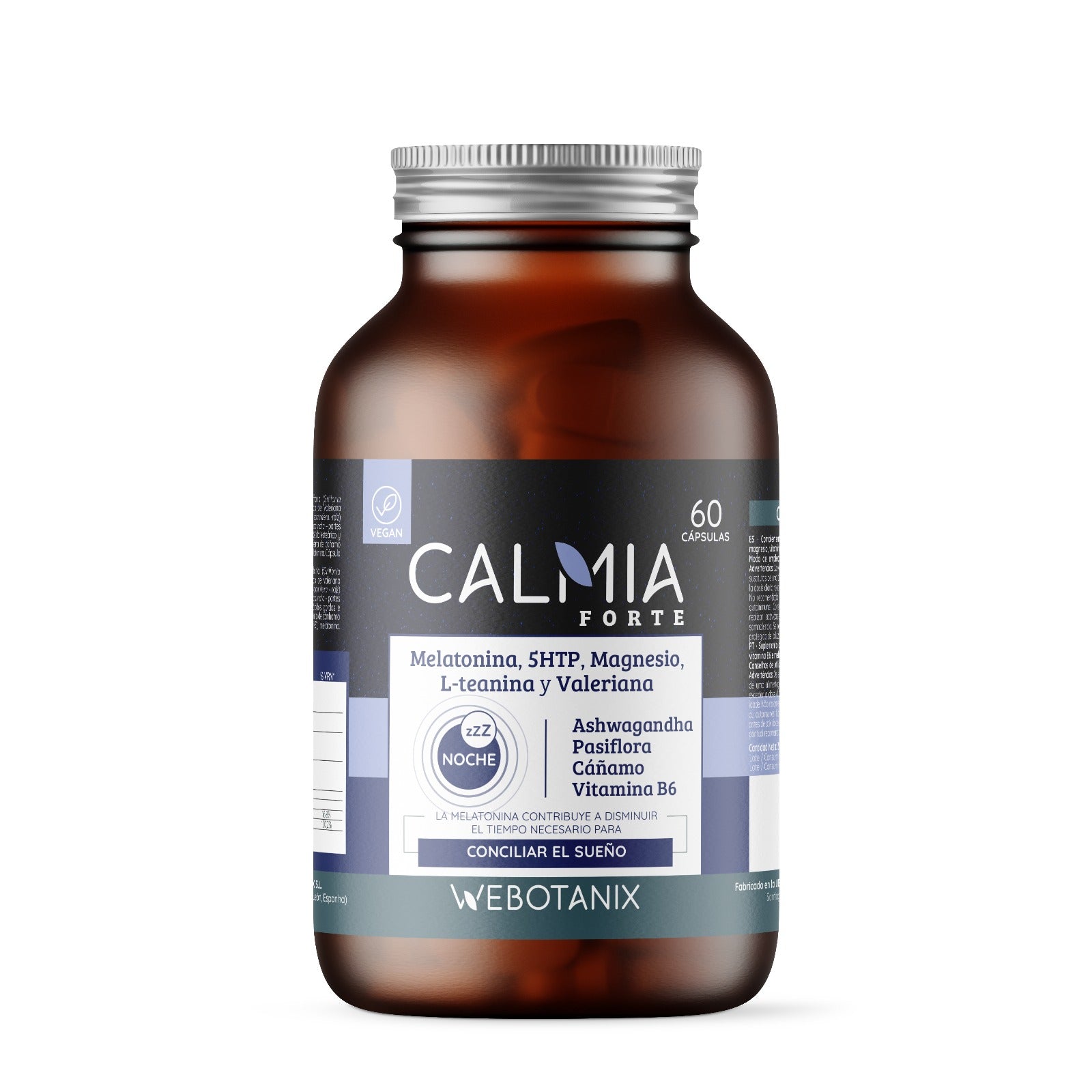 Calmia Noche Forte (5HTP+Melatonina+ Magnesio, L-Teanina, Valeriana) WEBOTANIX 60 cápsulas