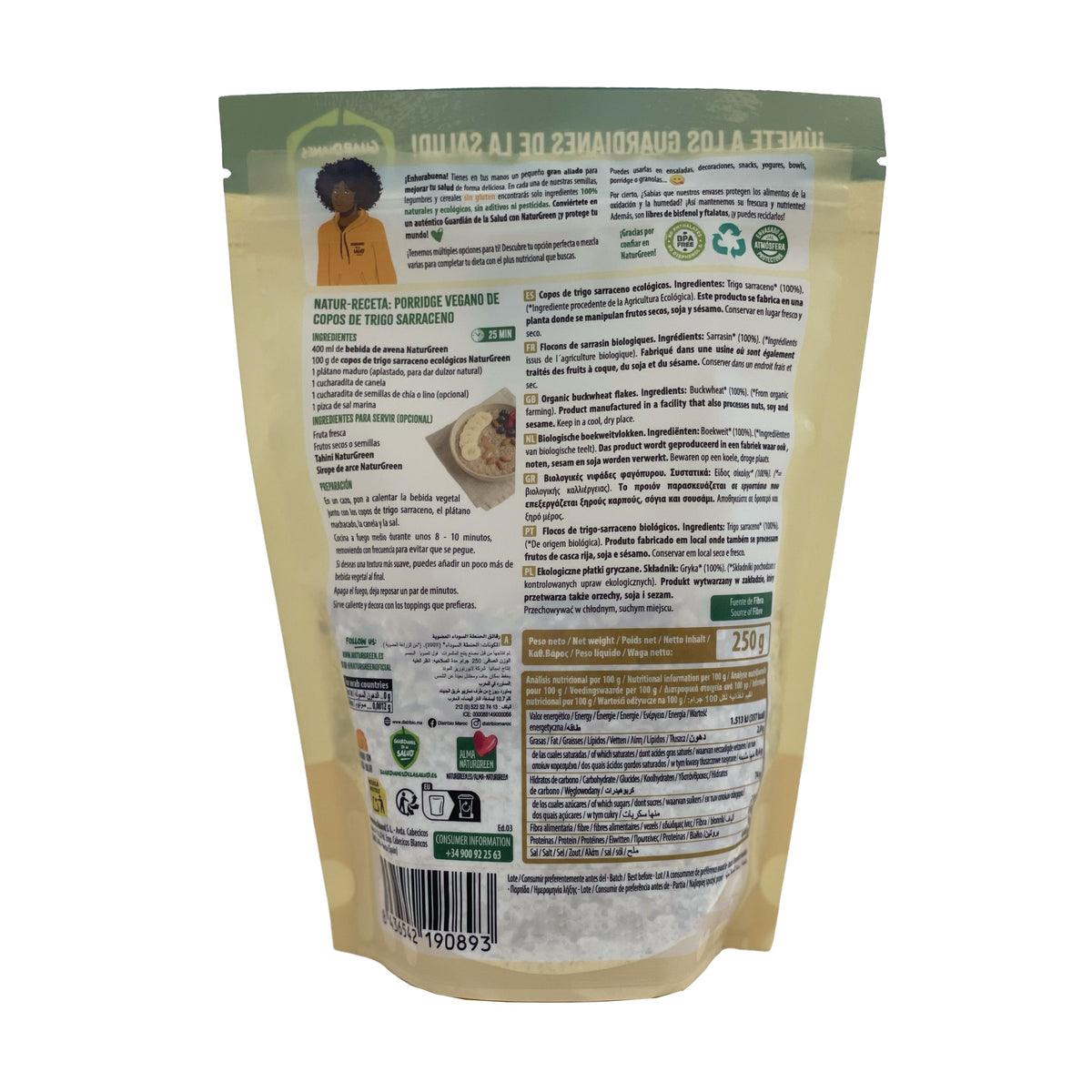 Płatki gryczane BIO bezglutenowe Naturgreen, 250 g