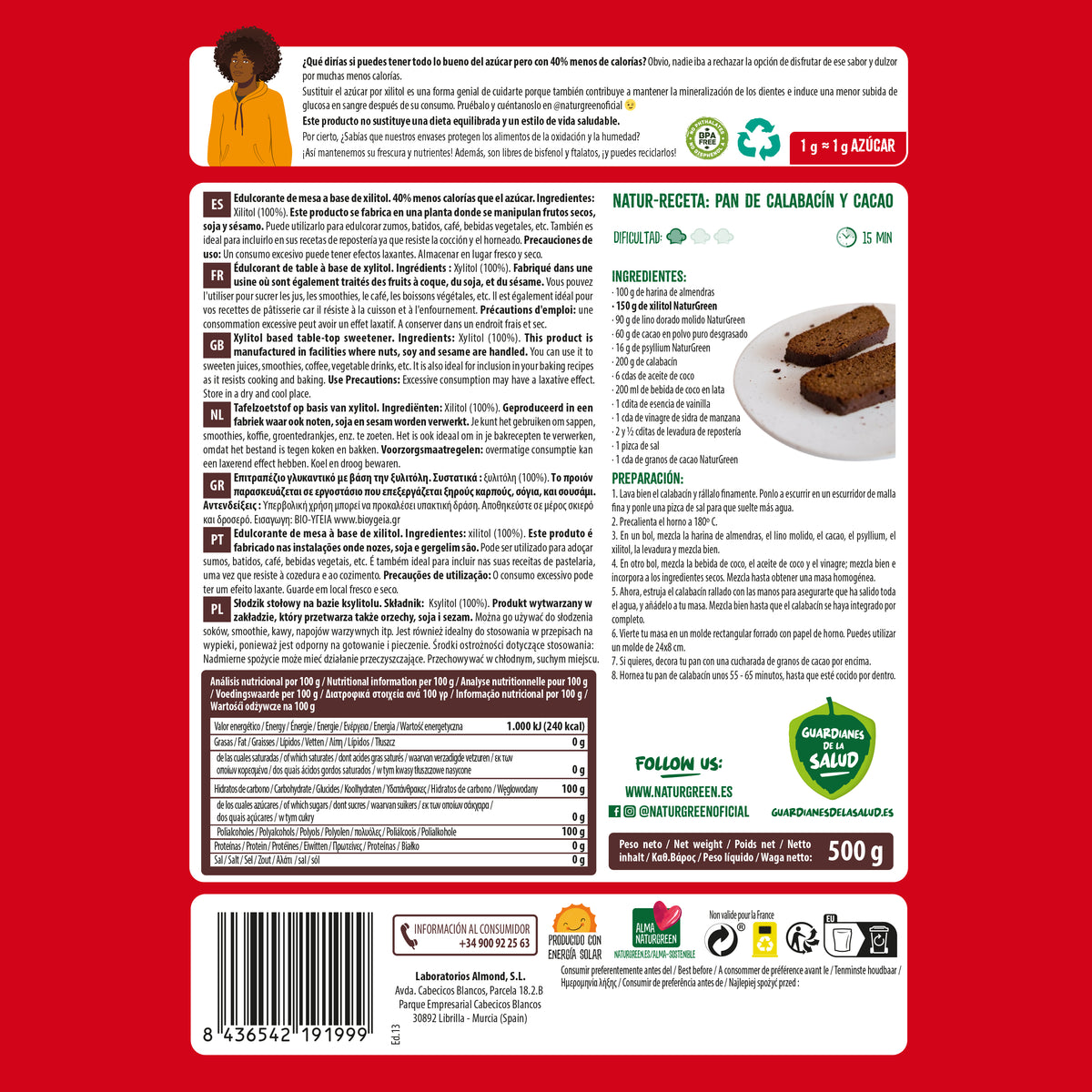 Ksylitol Cukier brzozowy Naturgreen 500 g