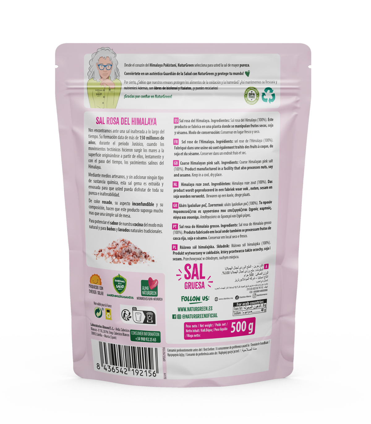 Różowa sól himalajska gruboziarnista Naturgreen 500 g
