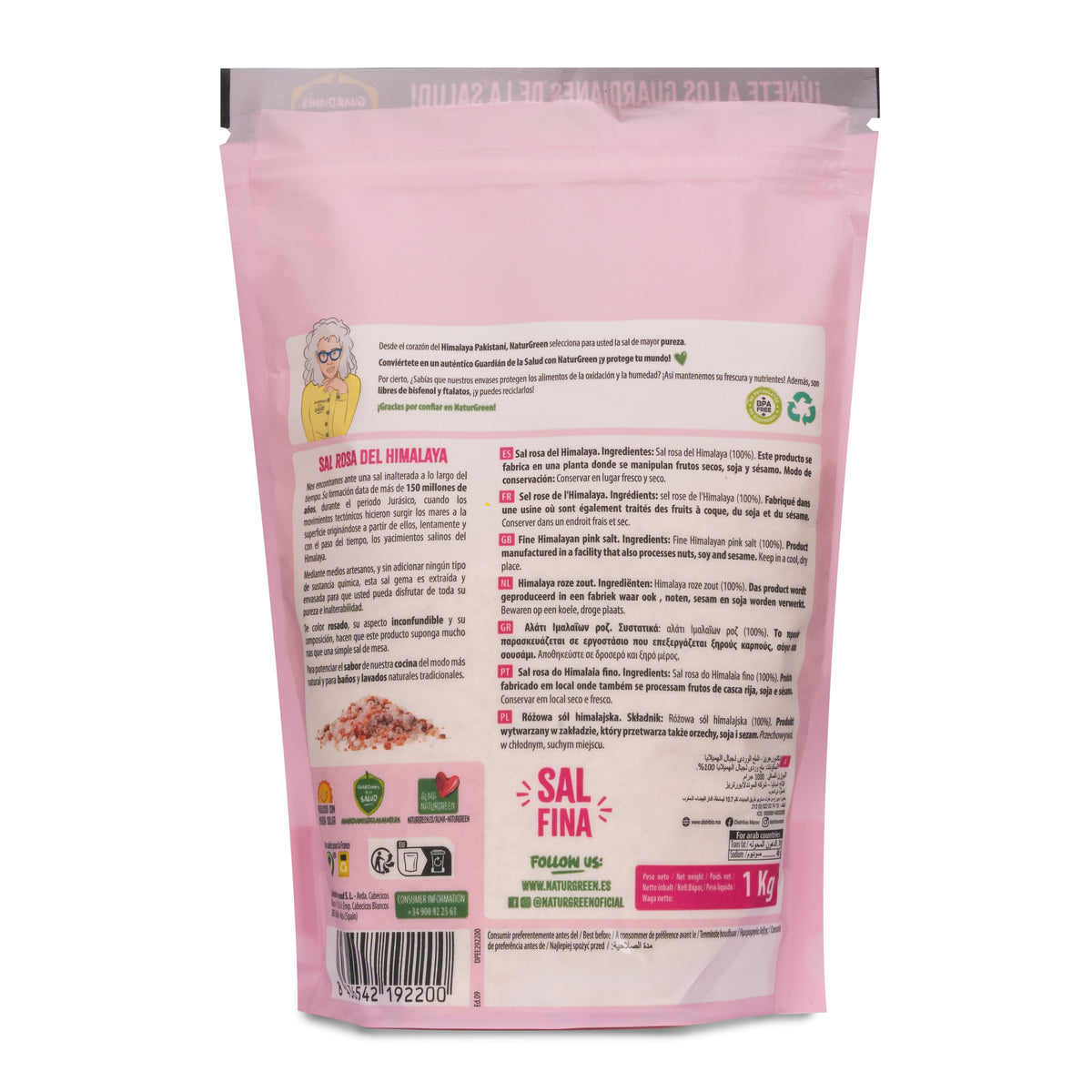 Różowa sól himalajska drobnoziarnista Naturgreen 1 kg