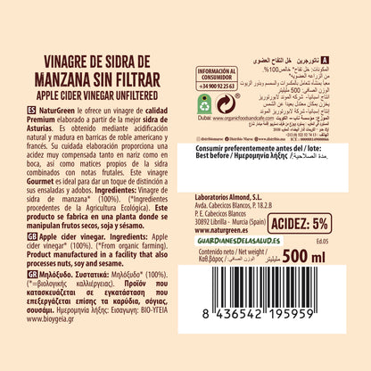 Ocet jabłkowy bio niefiltrowany NaturGreen 500 ml
