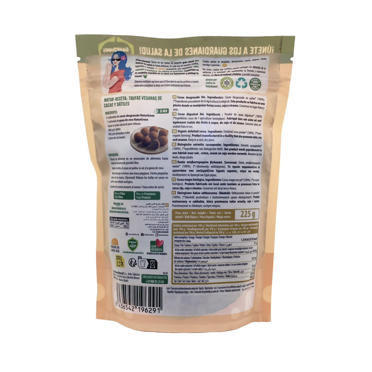 Kakao odtłuszczone Bio Naturgreen 225 g
