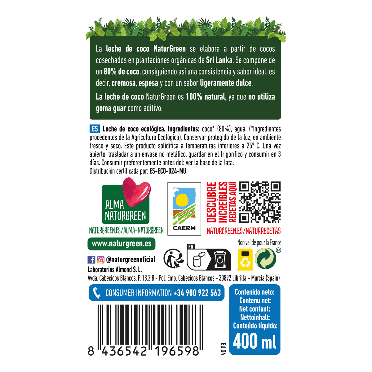 Mleko kokosowe Bio NaturGreen 400 g / 400 ml