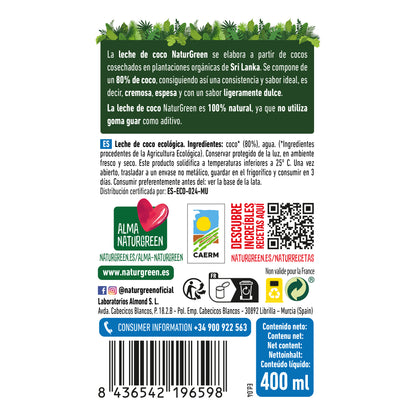 Mleko kokosowe Bio NaturGreen 400 g / 400 ml
