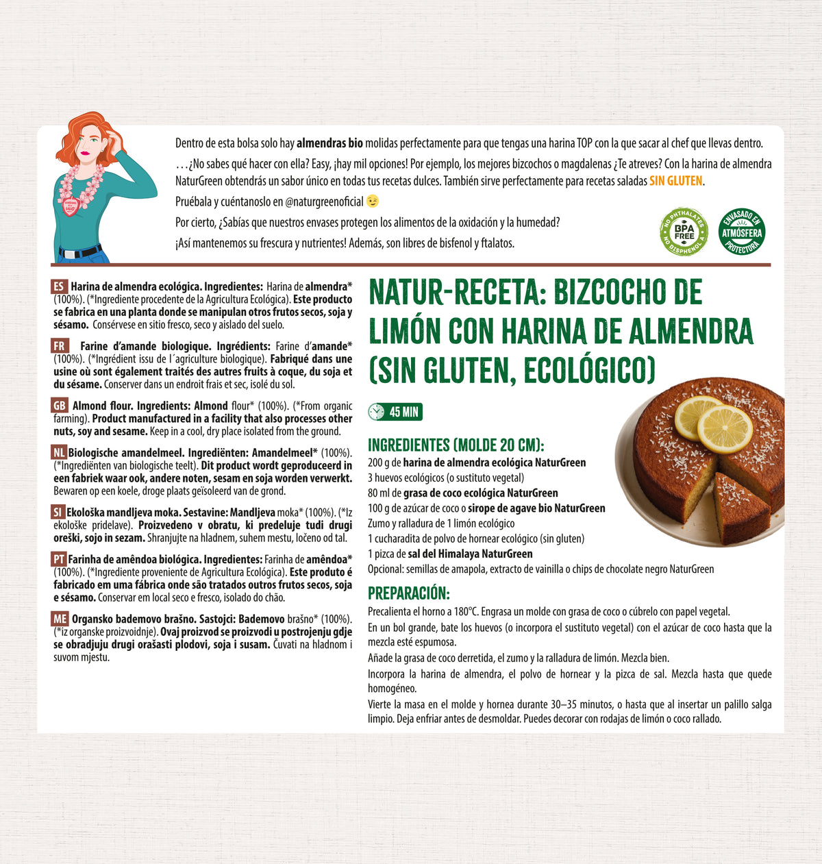 Mąka migdałowa BIO bezglutenowa NaturGreen 300 g