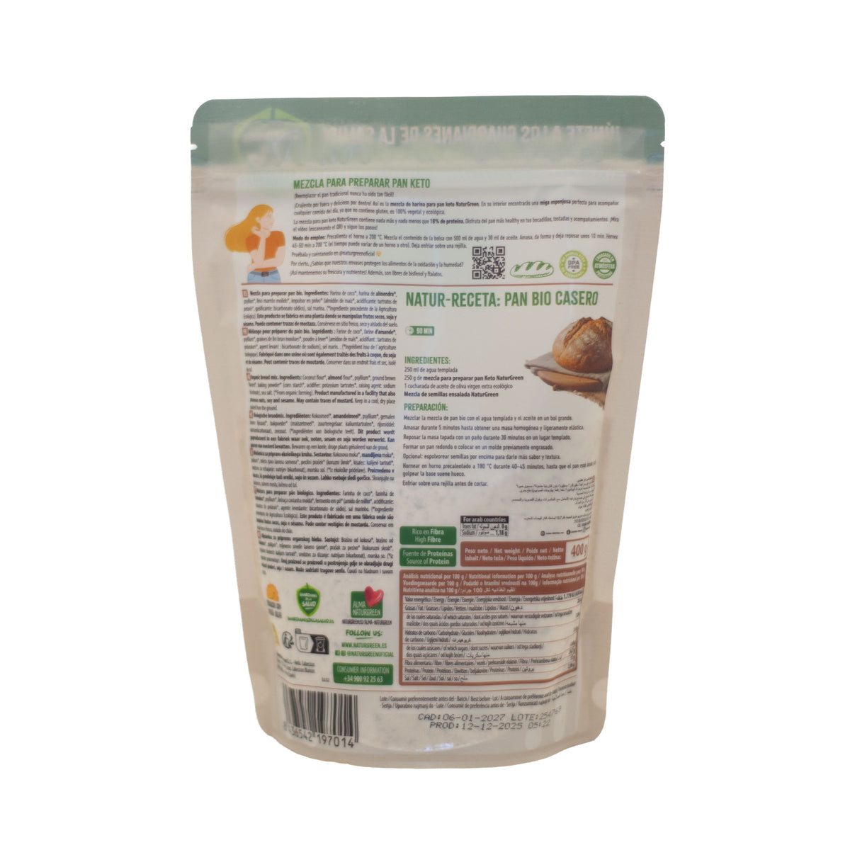 Mieszanka mąk do bezglutenowego chleba Keto NaturGreen 400 g