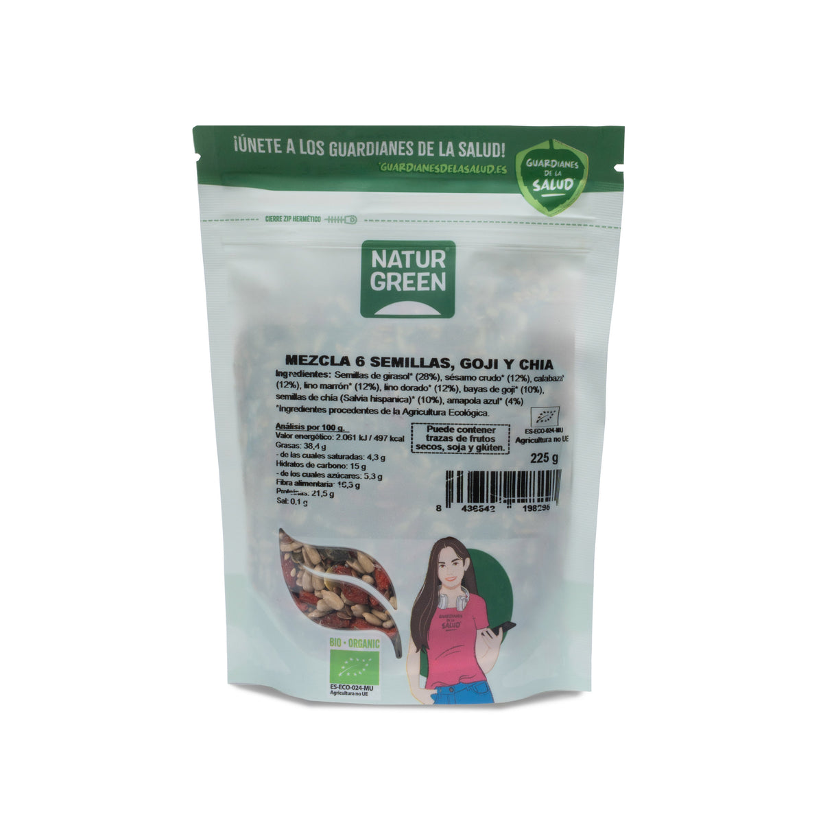 Mieszanka 6 nasion sałatki Goji i Chia Bio NaturGreen 225 g