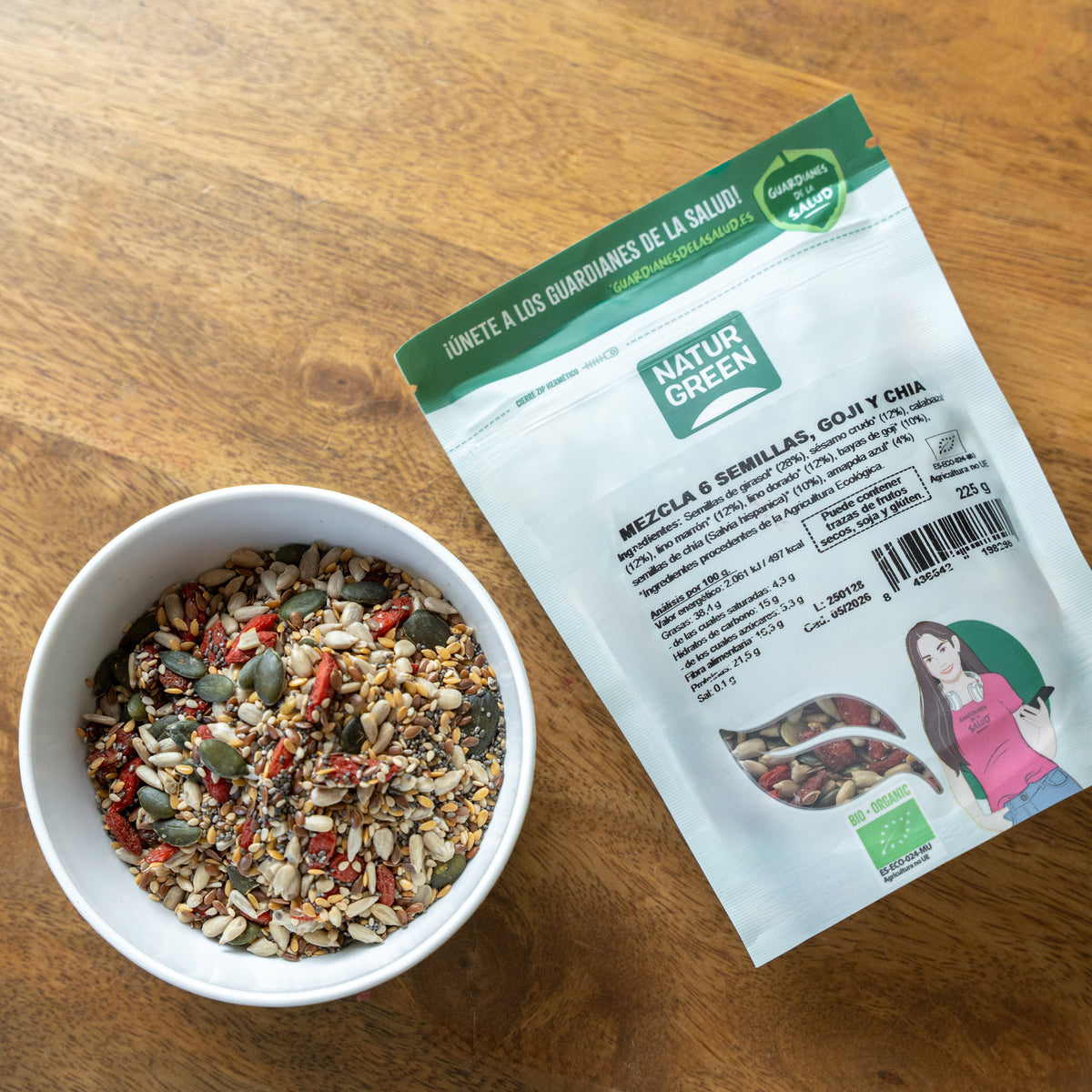 Mieszanka 6 nasion sałatki Goji i Chia Bio NaturGreen 225 g