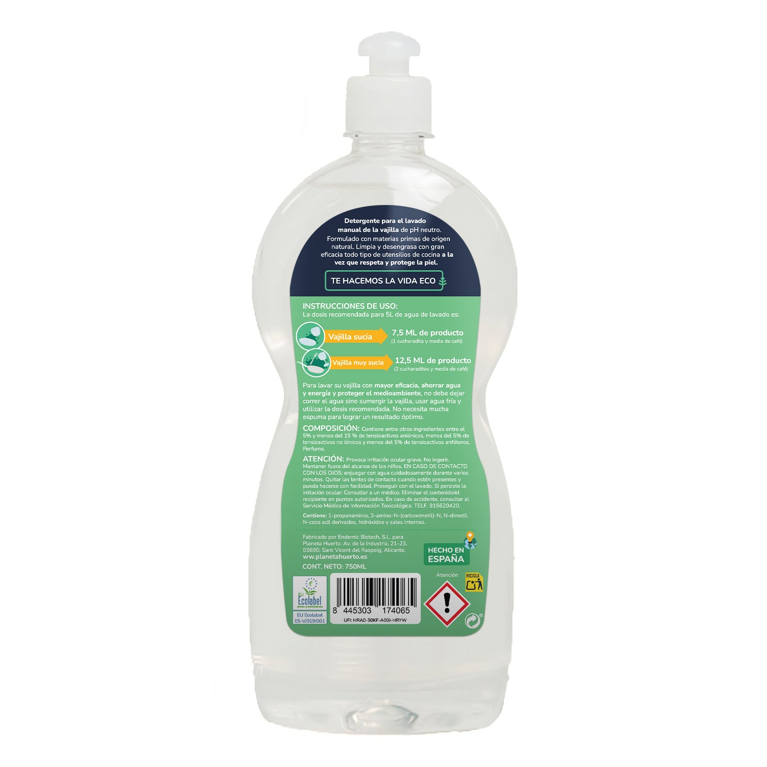Lavavajillas Manual Té Verde ECO  Planeta Huerto 750ml