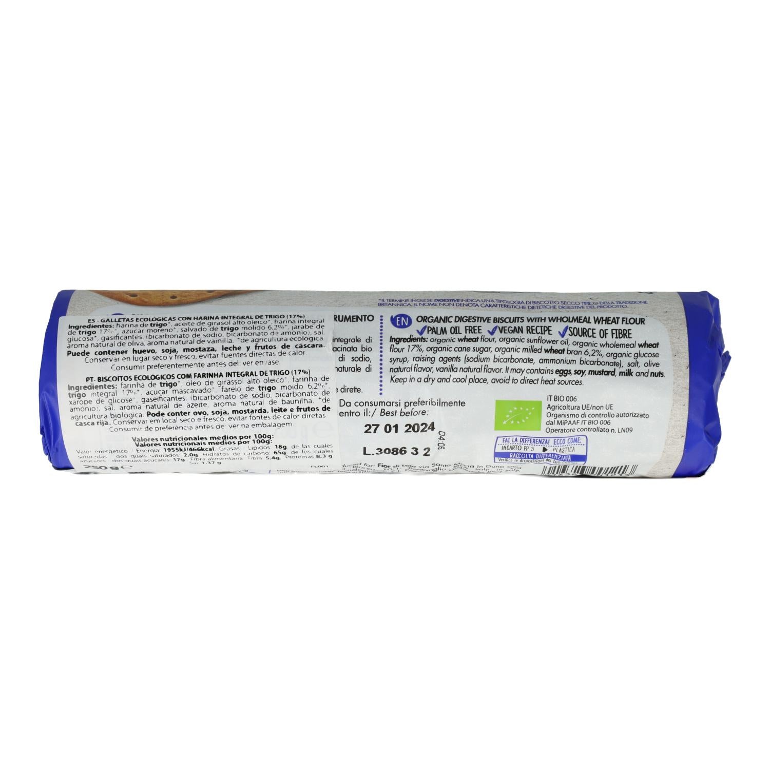 Galletas Digestive Tubo Fior di loto 250 gr