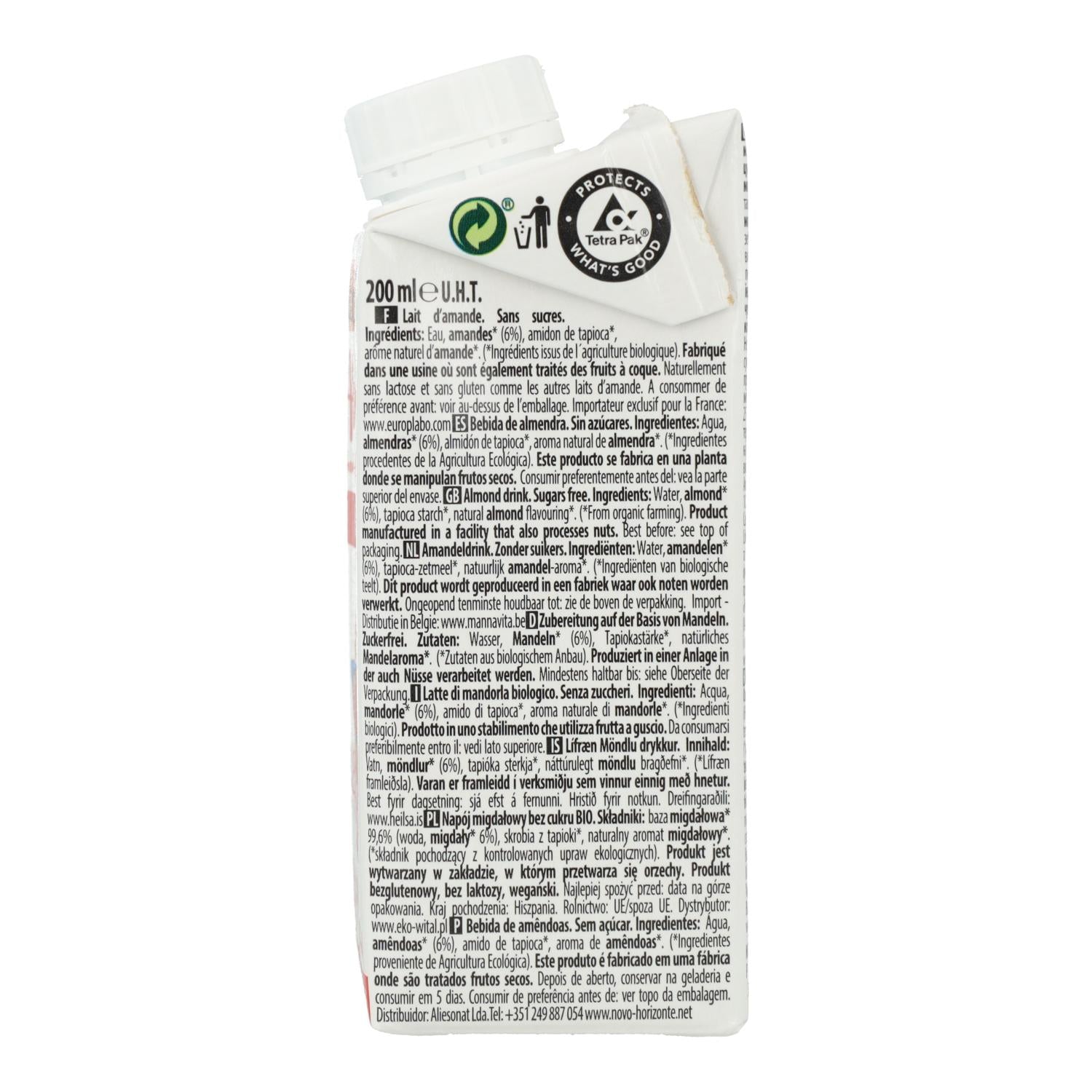 Bebida de Almendra Natural sin azúcar Bio Ecomil 200 ml