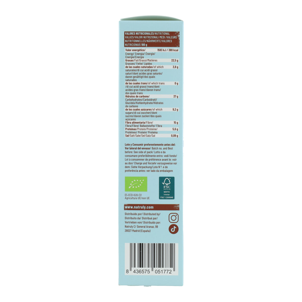Ciasteczka o smaku kakaowym BIO Natruly 125 g