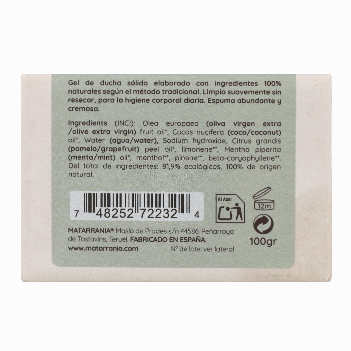Żel pod prysznic w kostce BIO Buenos Días Matarrania 120 ml