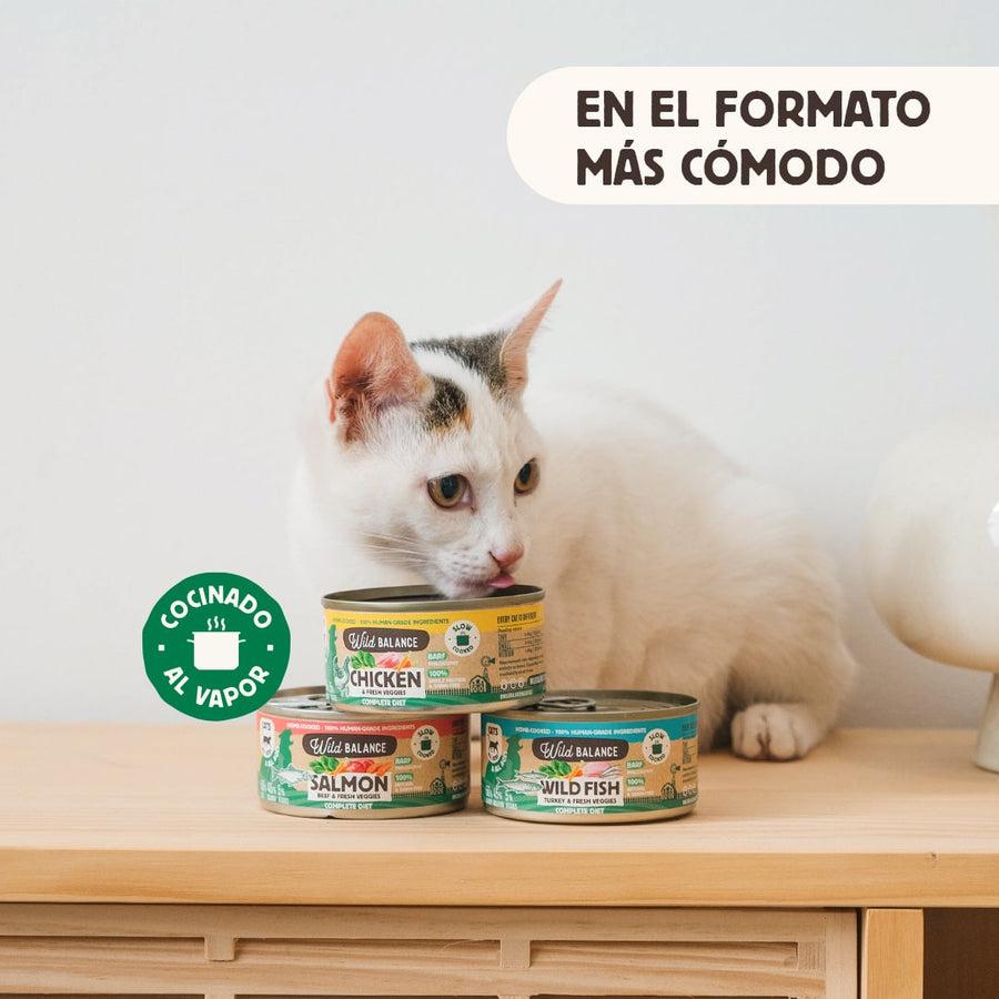 Pack Lata de pollo BARF para gatos 6 x 120 g Wild Balance