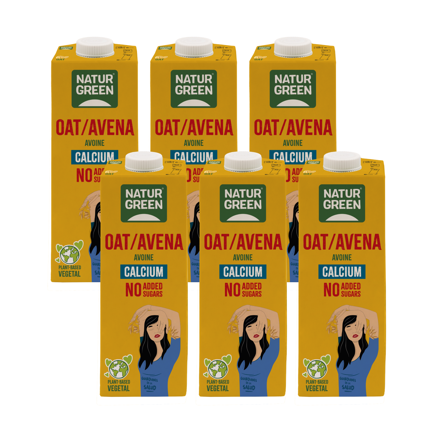 Pack 6 uds Bebida de Avena con Calcio sin azúcares añadidos Naturgreen 1 litro