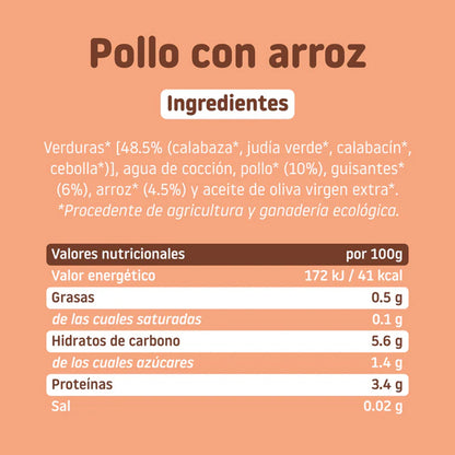 Pack 3x Tarrito BIO Pollo con Arroz +6 meses Smileat 230g