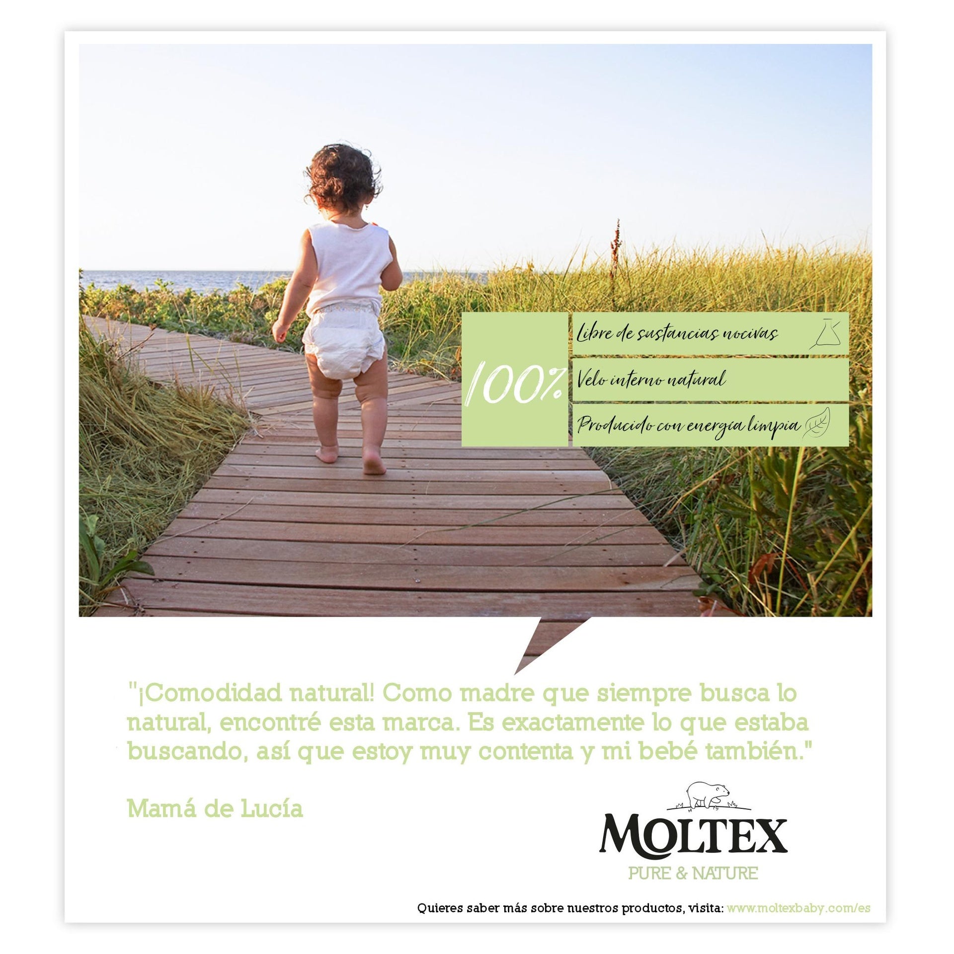 Pack ahorro Pañales T2 (3-6 kg) Moltex Pure & Nature, 144 Uds