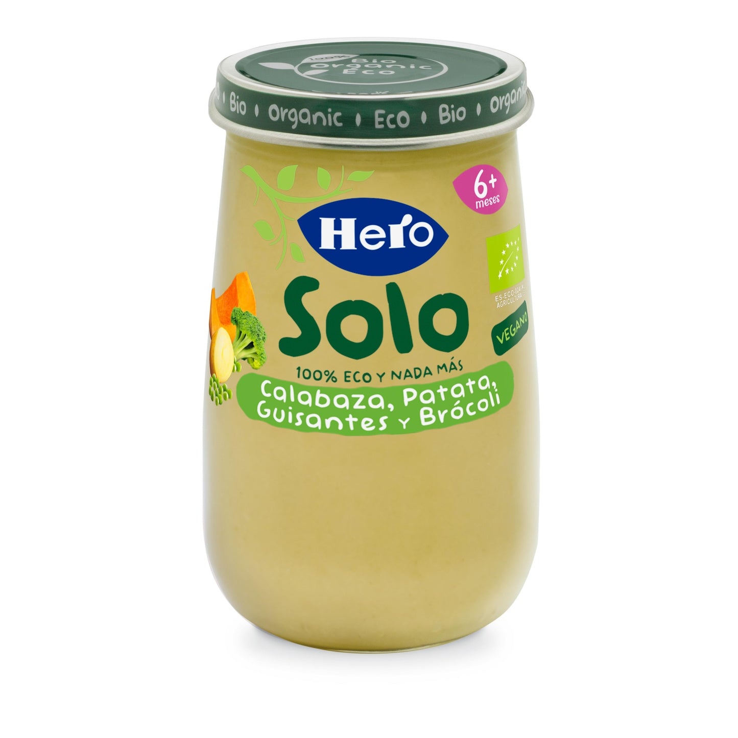 Pack 3x Tarrito de Calabaza, Patata, Guisantes y Brócoli Eco 190 g-Hero Solo