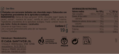 Chrupiące tosty z kaszy gryczanej z czekoladą gorzką BIO 3x57 g