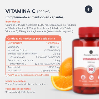 Pack 2x Vitamina C 1000 mg Planeta Huerto 90 cápsulas vegetales