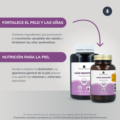 Pack 2xHair Booster pelo, piel y uñas Planeta Huerto 120 cápsulas