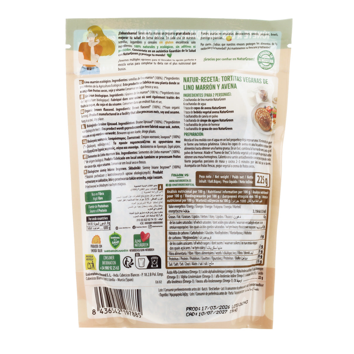 Brązowy len ekologiczny NaturGreen 225 g