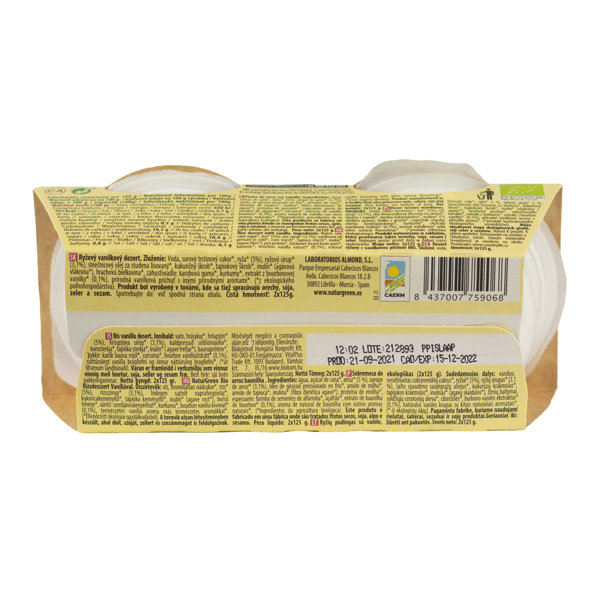 Deser ryżowy waniliowy NaturGreen, 2 x 125 g