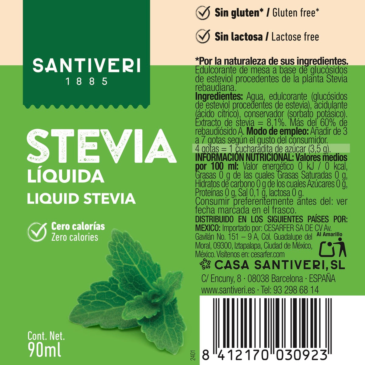 Stewia płynna Santiveri 90 ml