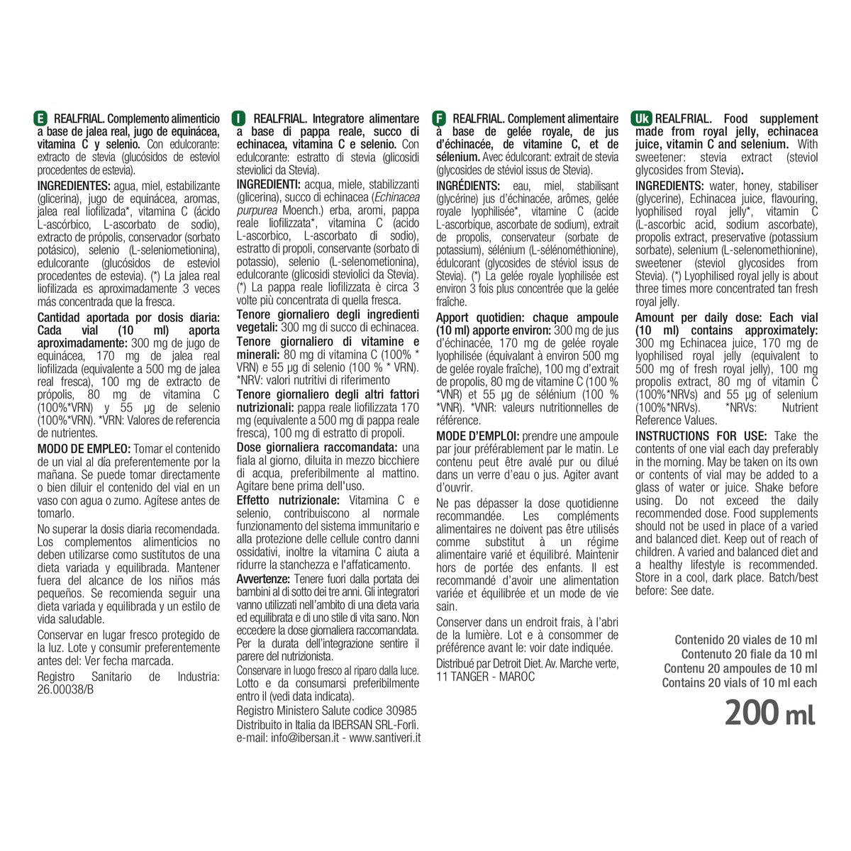 Realfrial Propolis + Echinacea Santiveri 20 fiolek