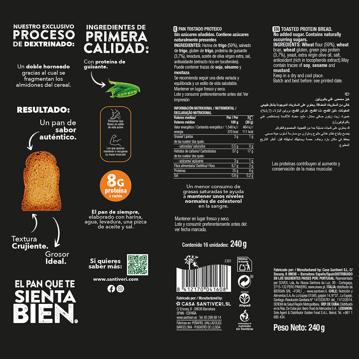 Chleb tostowy proteinowy 25% białka Santiveri 240 g