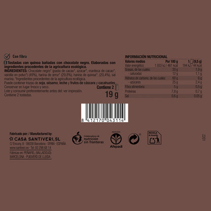 Chrupiące tosty z komosą ryżową i czekoladą deserową BIO 3x57 g