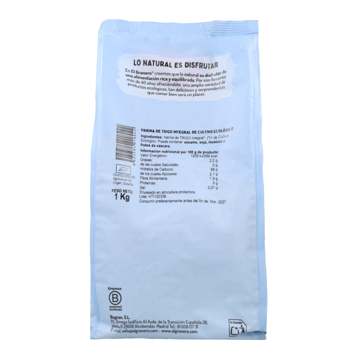 Mąka pełnoziarnista Bio El Granero 1 kg