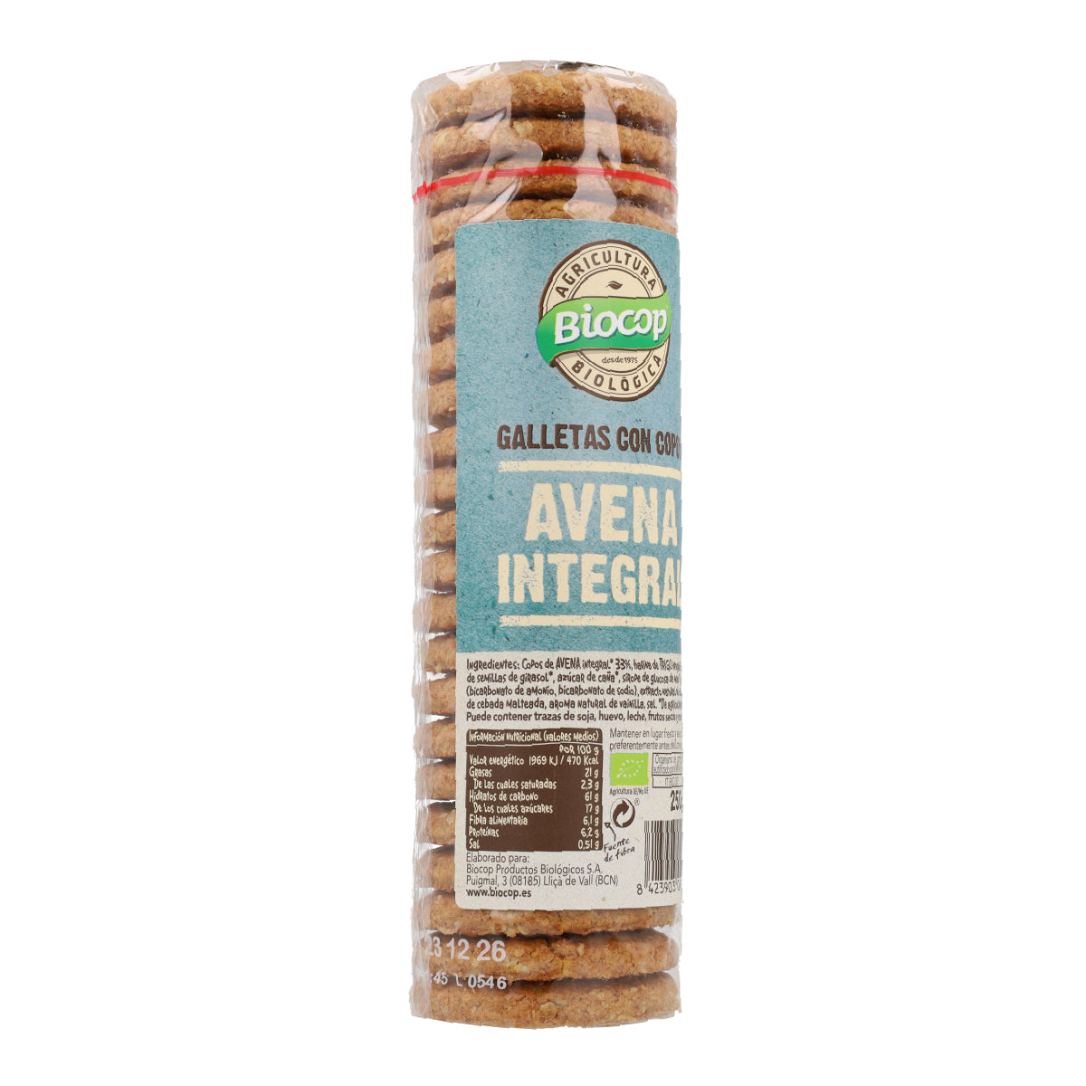 Ciastka z pełnoziarnistych płatków owsianych Biocop, 250 g