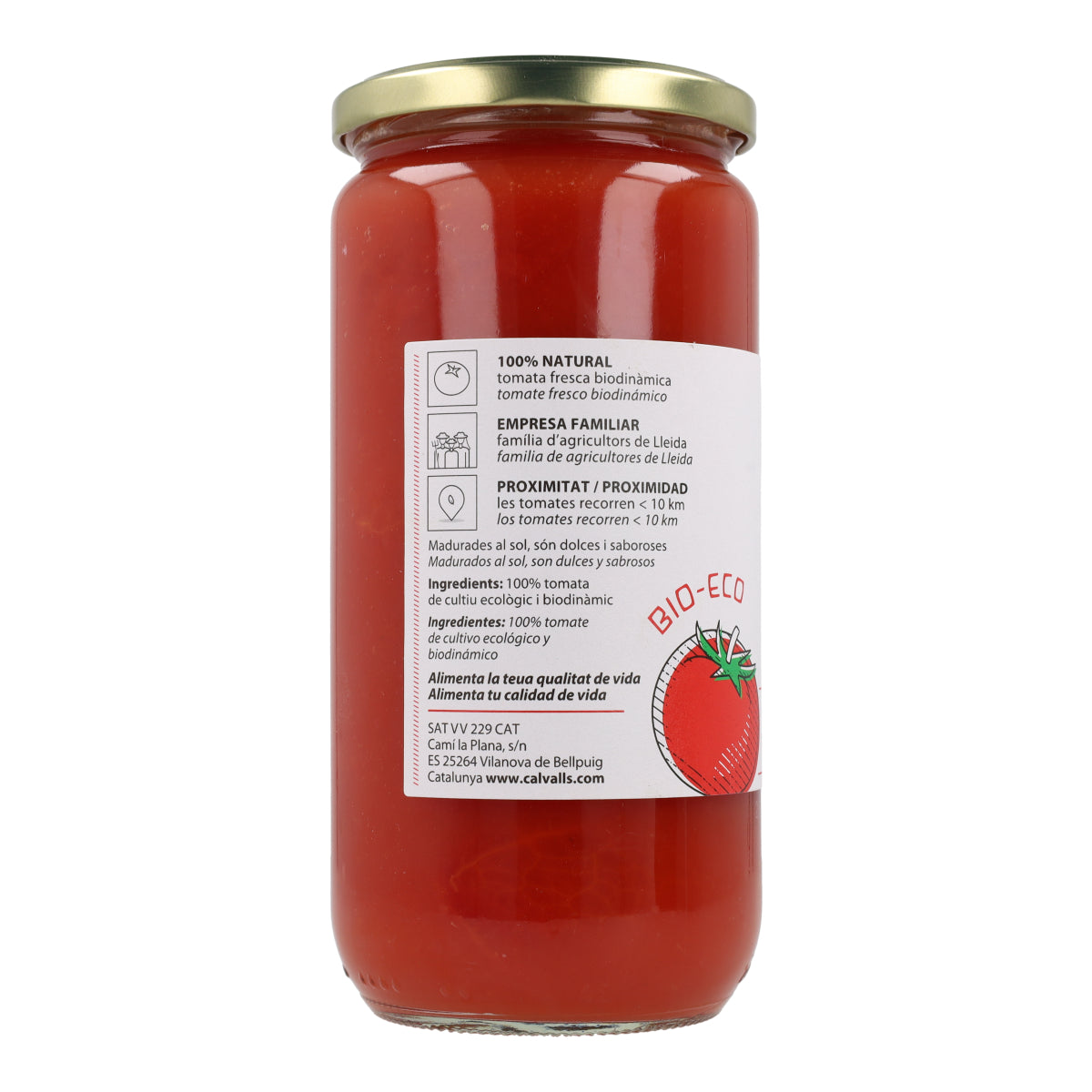 Całe pomidory bez skórki ECO Cal Valls 660 g