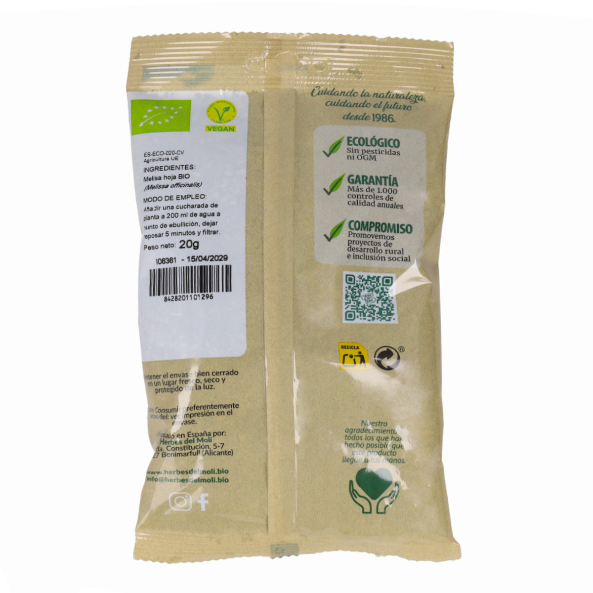Melisa liście Herbes del Molí, 20 g