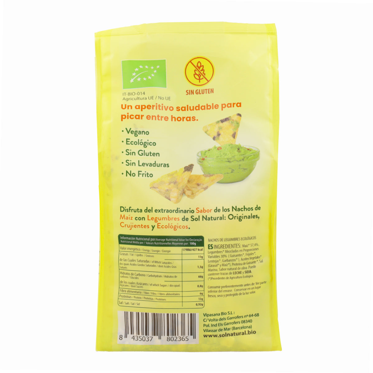 Bezglutenowe nachos z warzyw ekologicznych Sol Natural 80 g