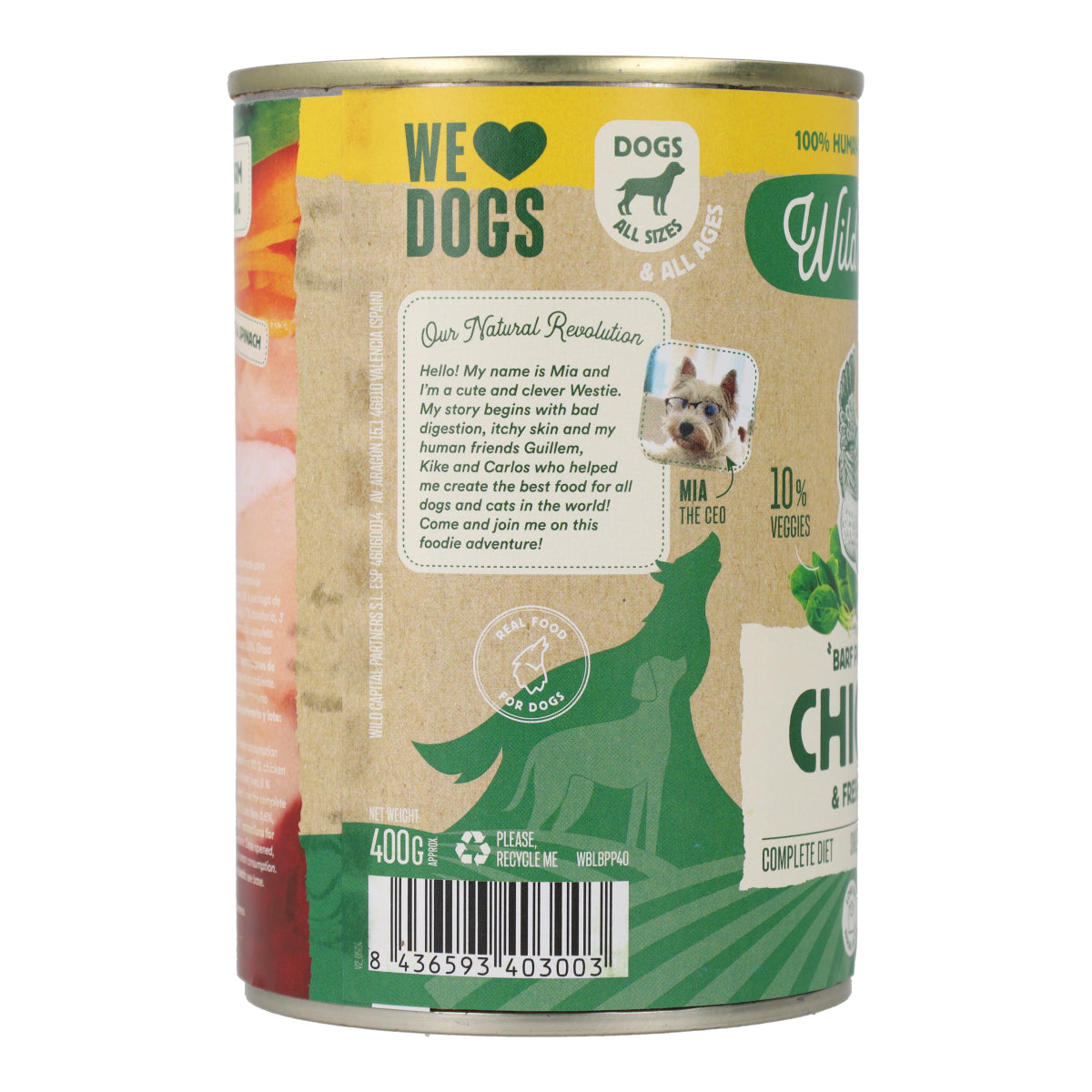 Puszka z kurczakiem BARF dla psów Wild Balance 400 g
