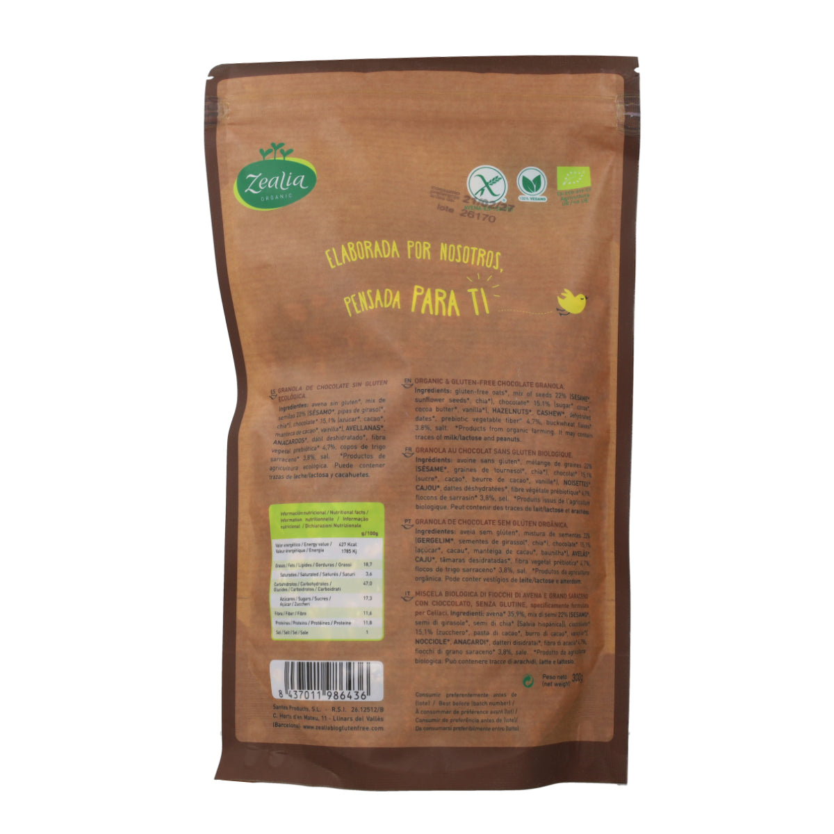 Granola czekoladowa BIO bezglutenowa Zealia 300 g