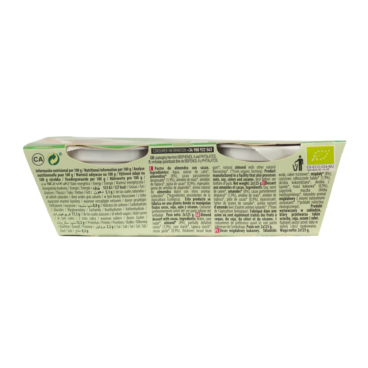 Deser migdałowo-kakaowy NaturGreen,  2 x 125 g