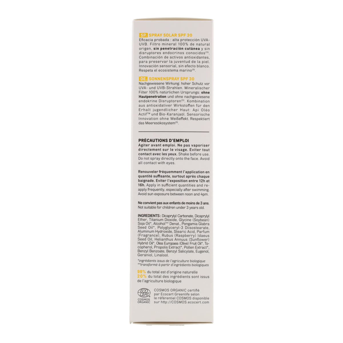 Spray przeciwsłoneczny SPF 30 Acorelle 100 ml