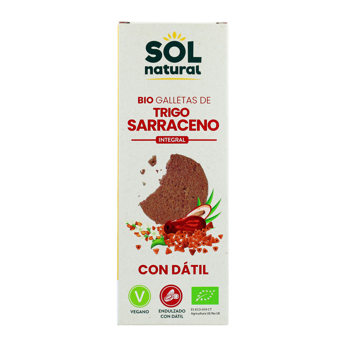 Ciasteczka pełnoziarniste z kaszy gryczanej słodzone daktylami bio Sol Natural 170 g
