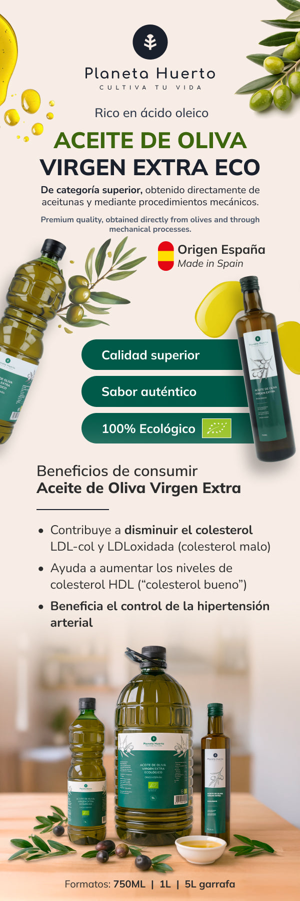 Oliwa z oliwek Extra Virgin ECO Planeta Huerto 750 ml